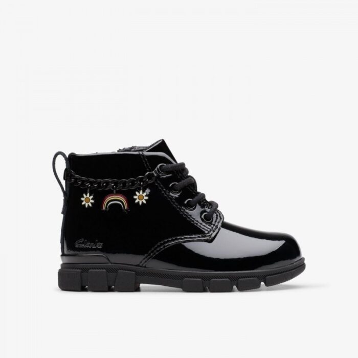 Clarks Evyn Charm T. Black Pat – Girls Boots - Crep Direct UK