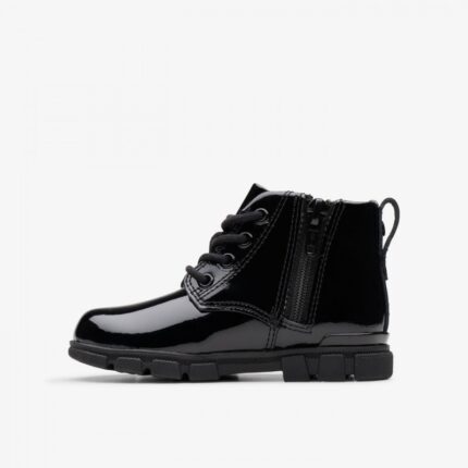 Clarks Evyn Charm T. Black Pat – Girls Boots - Crep Direct UK