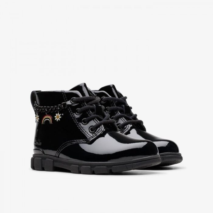 Clarks Evyn Charm T. Black Pat – Girls Boots - Crep Direct UK