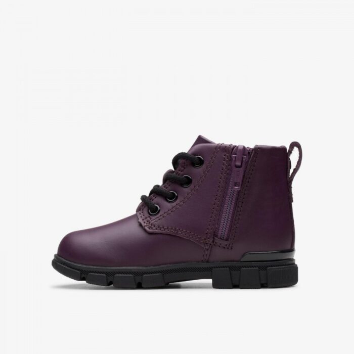 Clarks Clark’s Evyn Charm Toddler – Plum Leather – Girls Boots - Crep Direct UK