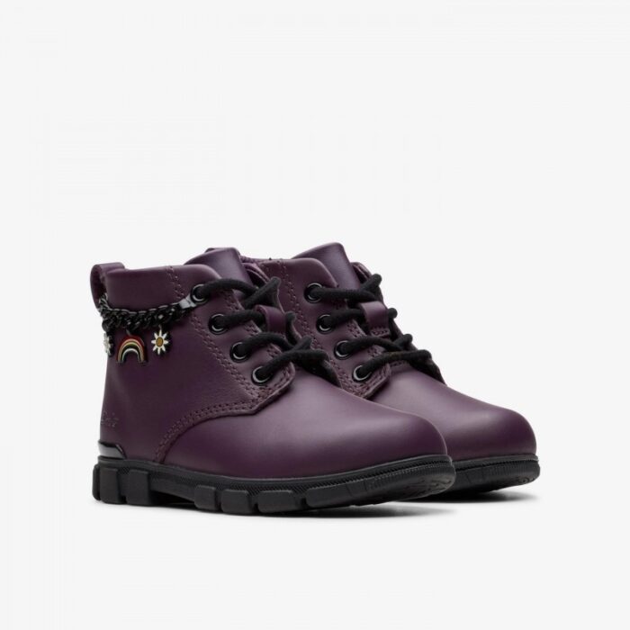 Clarks Clark’s Evyn Charm Toddler – Plum Leather – Girls Boots - Crep Direct UK