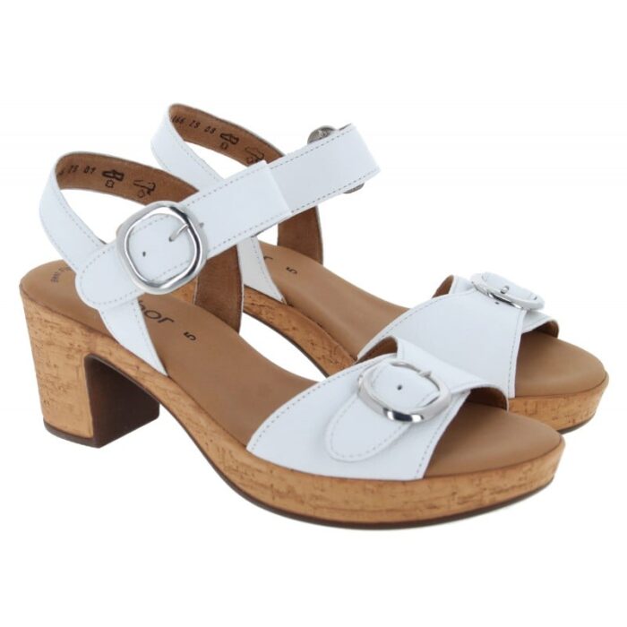Gabor Fantastica 64.764 Sandals – White Leather – Womens Sandals, Sliders & Toe Posts - Crep Direct UK