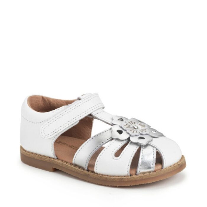 Start-Rite Flora Sandals – White/Silver Leather – Girls Sandals - Crep Direct UK