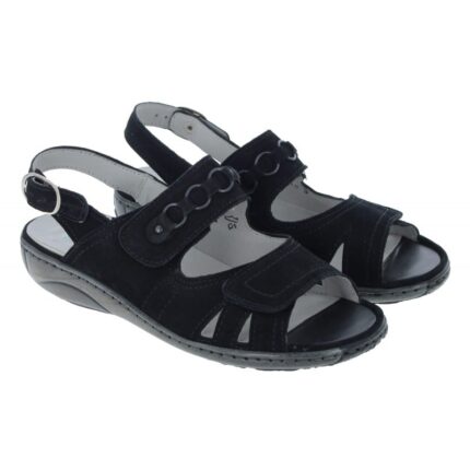 Waldlaufer Garda 210004 Sandals – Black Nubuck – Womens Sandals, Sliders & Toe Posts - Crep Direct UK
