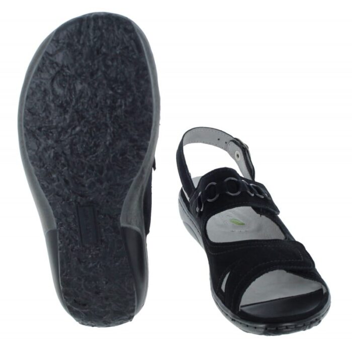 Waldlaufer Garda 210004 Sandals – Black Nubuck – Womens Sandals, Sliders & Toe Posts - Crep Direct UK