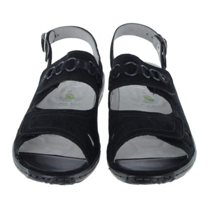 Waldlaufer Garda 210004 Sandals – Black Nubuck – Womens Sandals, Sliders & Toe Posts - Crep Direct UK