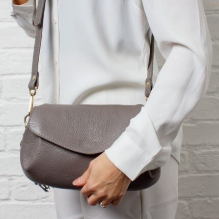 The Golden Boot Golden Boot Alba Shoulder Bag – Grey Leather – Personalised Gifts for Her - Crep Direct UK