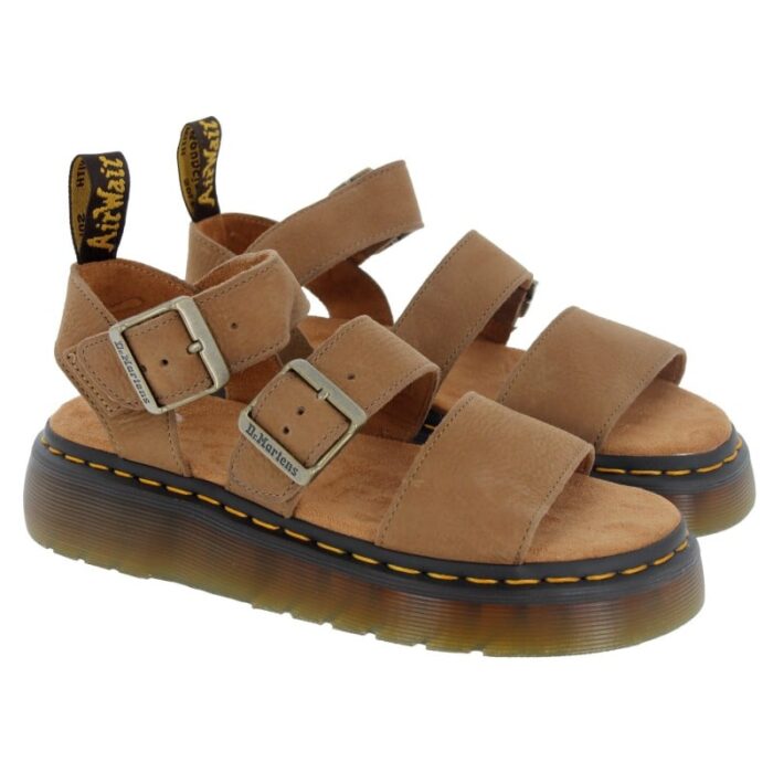 Dr. Martens Gryphon Quad Sandals – Savannah Tan Tumbled Nubuck – Womens Sandals, Sliders & Toe Posts - Crep Direct UK
