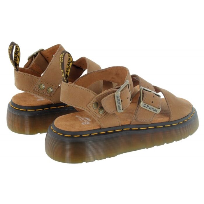 Dr. Martens Gryphon Quad Sandals – Savannah Tan Tumbled Nubuck – Womens Sandals, Sliders & Toe Posts - Crep Direct UK