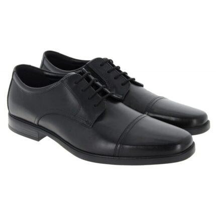 Clarks Howard Cap Shoes - Black Leather - Mens Shoes