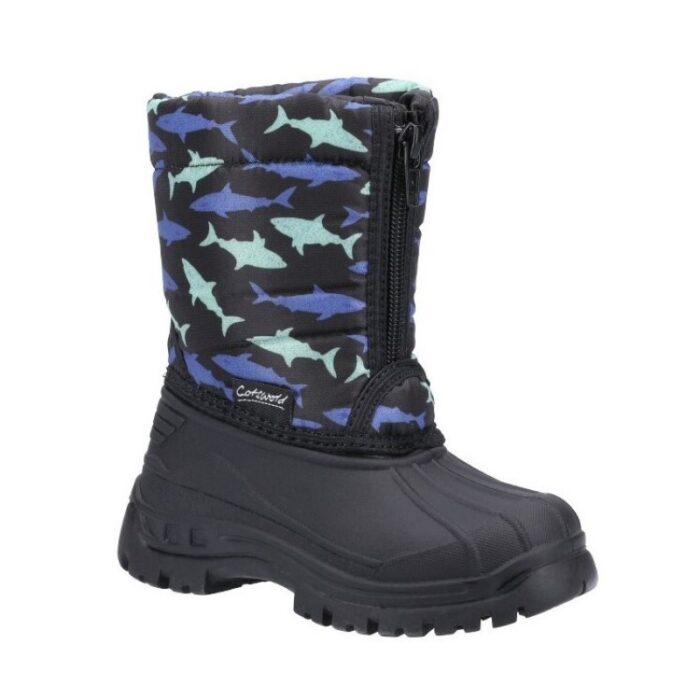 Cotswold Iceberg Shark Snow Boots – Black – Boys Boots - Crep Direct UK