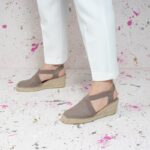 Toni Pons Ter Wedge Espadrilles – Taupe Cotton – Womens Espadrilles - Crep Direct UK