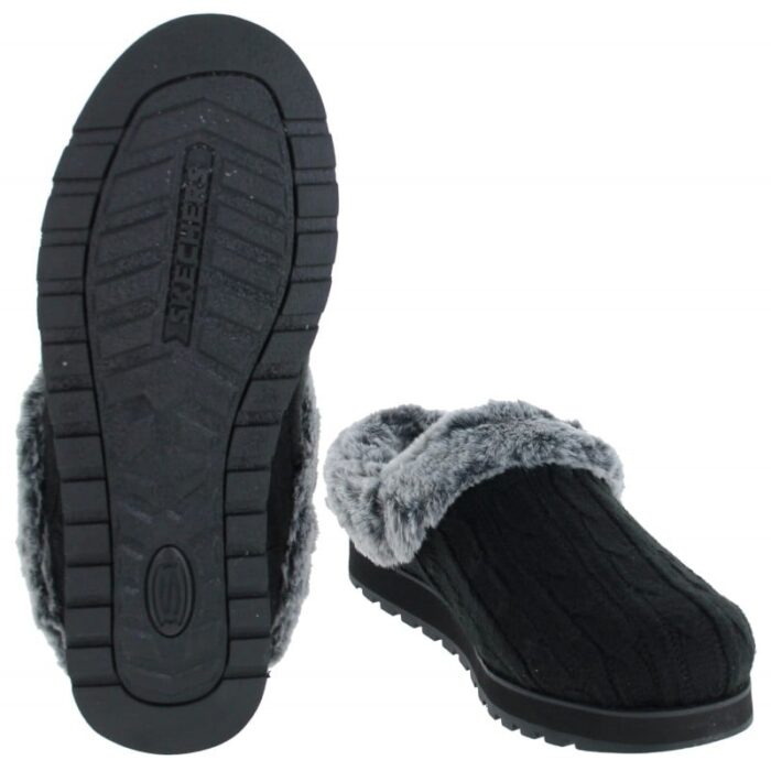 Skechers Keepsakes Ice Angel Mule Slippers – Black/Grey – Womens Slippers - Crep Direct UK