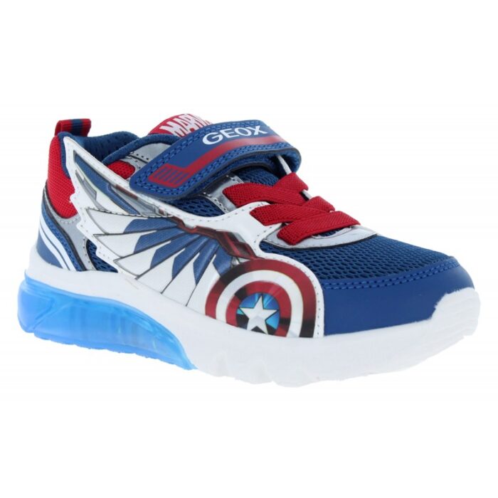 Geox J Ciberdron J45LBB ‘Captain America’ Trainers – Blue / Red – Boys Shoes - Crep Direct UK