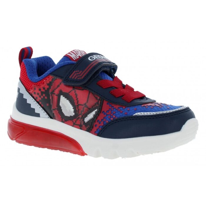 Geox J Ciberdron J45LBF ‘Spiderman’ Trainers – Navy / Red – Boys Shoes - Crep Direct UK