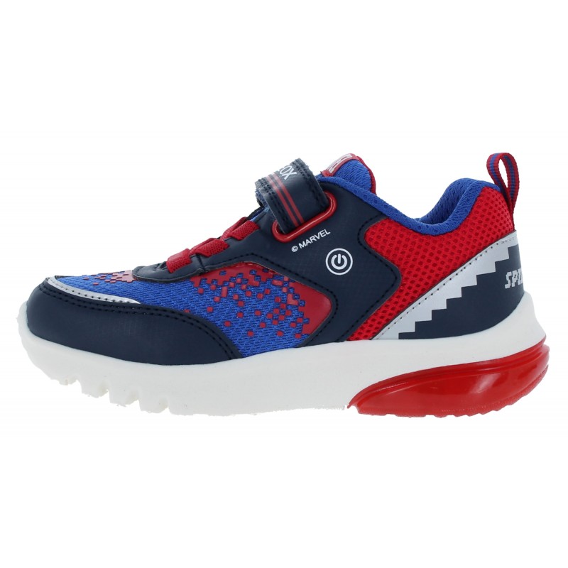 Geox J Ciberdron J45LBF ‘Spiderman’ Trainers – Navy / Red – Boys Shoes - Crep Direct UK