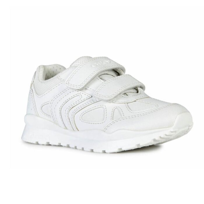 Geox Pavel J0415C Trainers – White Leather – Girls School Shoes - Crep Direct UK
