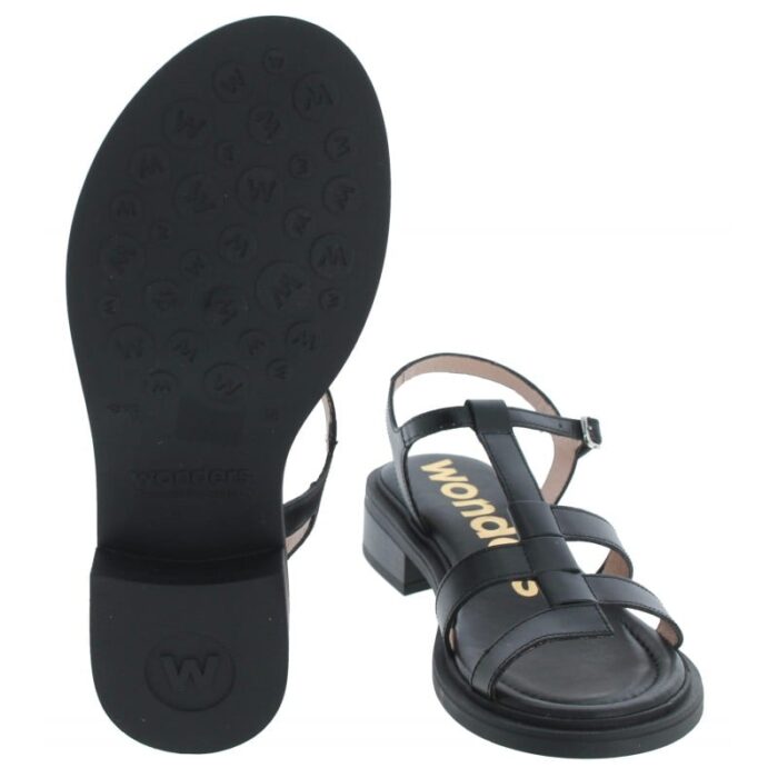 Wonders Janet B-9604 Sandals – Black Leather – Womens Sandals, Sliders & Toe Posts - Crep Direct UK