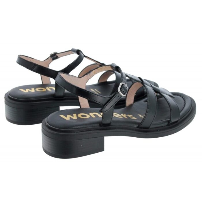 Wonders Janet B-9604 Sandals – Black Leather – Womens Sandals, Sliders & Toe Posts - Crep Direct UK