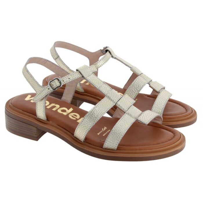Wonders Janet B-9604 Sandals – Gold Leather – Womens Sandals, Sliders & Toe Posts - Crep Direct UK