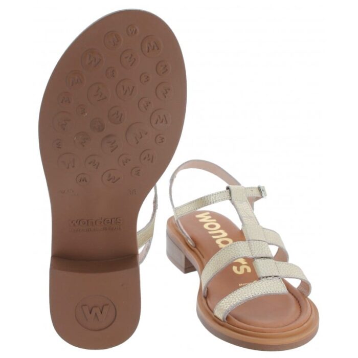 Wonders Janet B-9604 Sandals – Gold Leather – Womens Sandals, Sliders & Toe Posts - Crep Direct UK