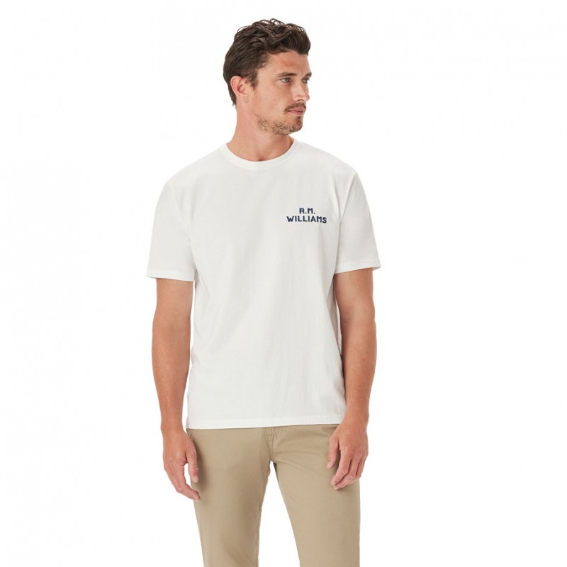 R. M. Williams Trio T-Shirt – White Cotton – Mens Clothing - Crep Direct UK