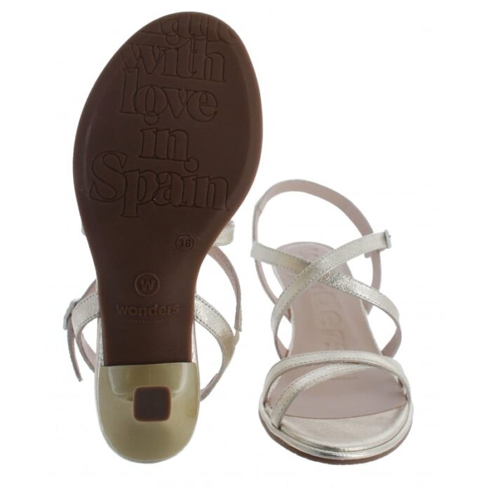 Wonders Kaia F-8121 Heeled Sandals – Gold Leather – Womens Sandals, Sliders & Toe Posts - Crep Direct UK