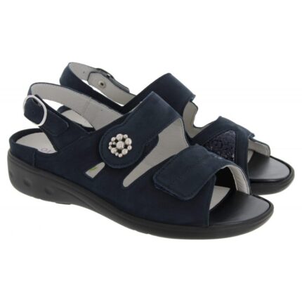 Waldlaufer Kara 684K01 Sandals – Marine Leather – Womens Sandals, Sliders & Toe Posts - Crep Direct UK