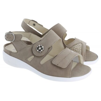 Waldlaufer Kara 684K01 Sandals – Taupe Leather – Womens Sandals, Sliders & Toe Posts - Crep Direct UK