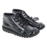 Kickers Kick Hi Youth Boots – Black Patent – Girls School Shoes - Crep Direct UK