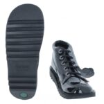 Kickers Kick Hi Youth Boots – Black Patent – Girls School Shoes - Crep Direct UK