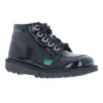 Kickers Kick Hi Zip Infant 115822 Boots – Black Patent – Girls School Shoes - Crep Direct UK