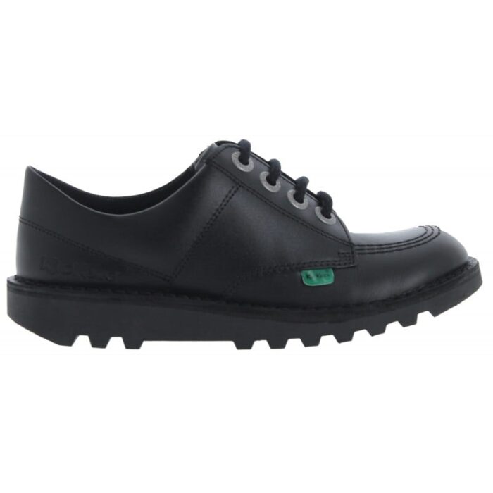 Kickers Kick Lo Youth School Shoes – Black Leather – Boys School Shoes - Crep Direct UK