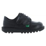 Kickers Kick Lo Twin Velcro Infant School Shoes – Black Leather – Boys School Shoes - Crep Direct UK