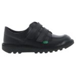 Kickers Kick Lo Velcro Junior School Shoes – Black Leather – Boys School Shoes - Crep Direct UK