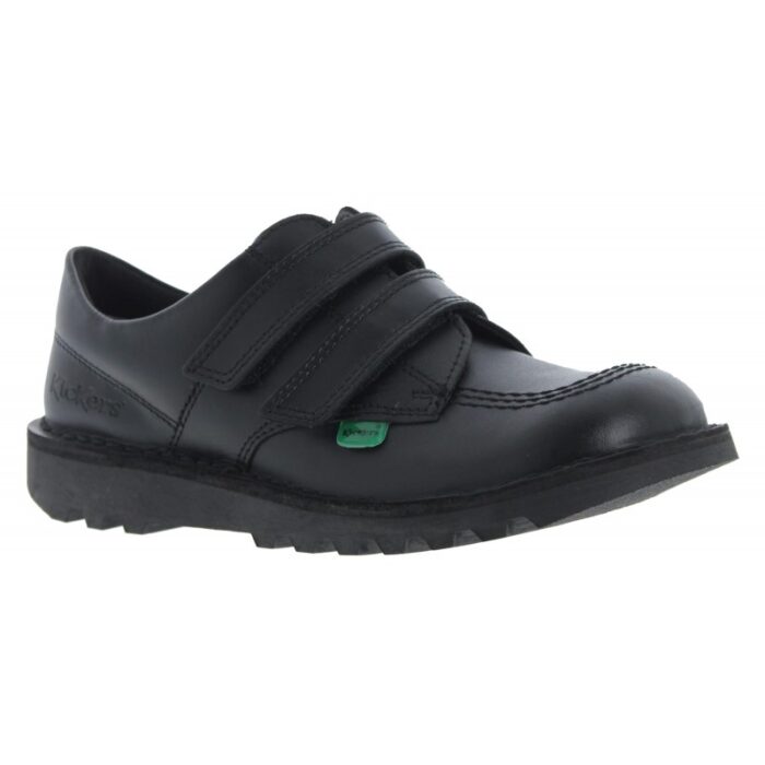 Kickers Kick Lo Velcro Junior School Shoes – Black Leather – Boys School Shoes - Crep Direct UK