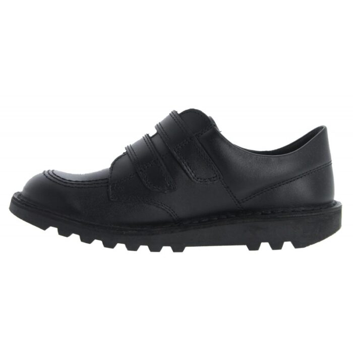 Kickers Kick Lo Velcro Junior School Shoes – Black Leather – Boys School Shoes - Crep Direct UK
