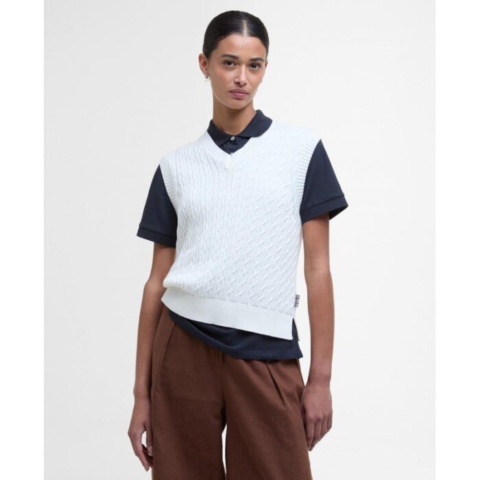 Barbour Hartland Sweater Vest LKN1637 – Cloud Cotton – Ladies Clothing - Crep Direct UK