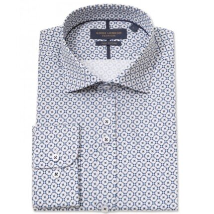 Guide London LS77091 Long Sleeve Shirt – Geometric Print Cotton – Mens Clothing - Crep Direct UK