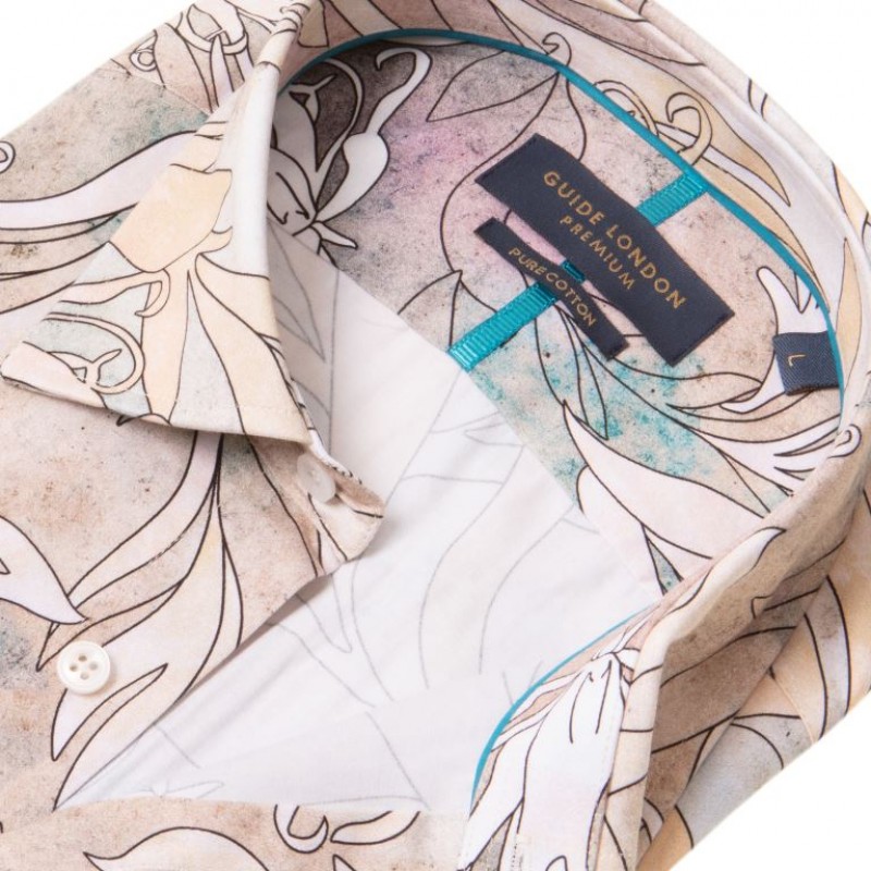 Guide London LS77104 Long Sleeve Shirt – Pastel Floral Cotton – Mens Clothing - Crep Direct UK