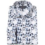 Guide London LS77157 Long Sleeve Shirt – Whit/ Navy Circle Cotton – Mens Clothing - Crep Direct UK