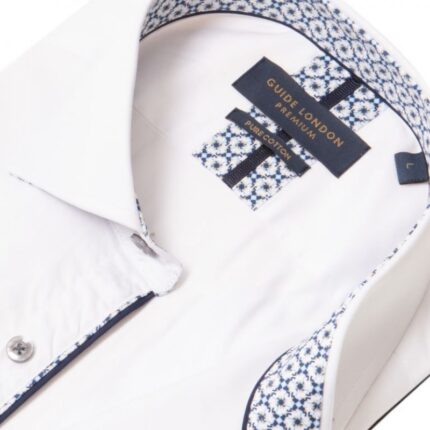Guide London LS77171 Long Sleeve Shirt – White Cotton – Mens Clothing - Crep Direct UK