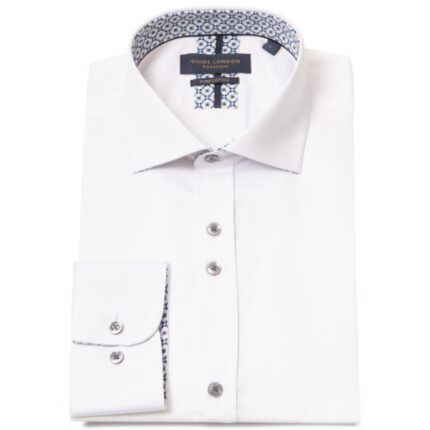 Guide London LS77171 Long Sleeve Shirt – White Cotton – Mens Clothing - Crep Direct UK