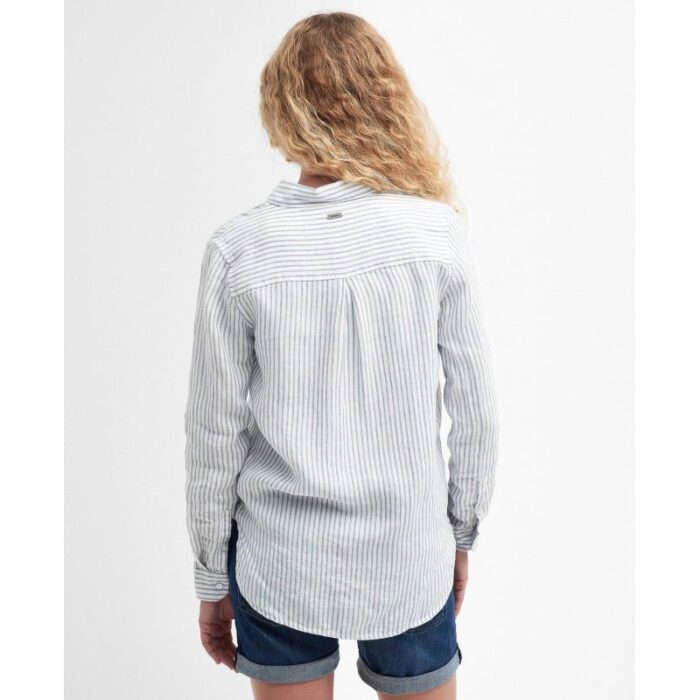 Barbour Marine Relaxed Long Sleeve Shirt LSH1315 – Chambray Stripe Linen – Ladies Clothing - Crep Direct UK