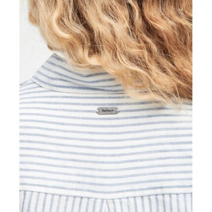 Barbour Marine Relaxed Long Sleeve Shirt LSH1315 – Chambray Stripe Linen – Ladies Clothing - Crep Direct UK