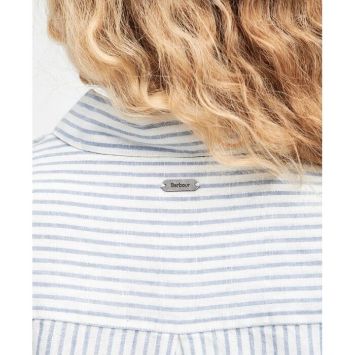 Barbour Marine Relaxed Long Sleeve Shirt LSH1315 – Chambray Stripe Linen – Ladies Clothing - Crep Direct UK