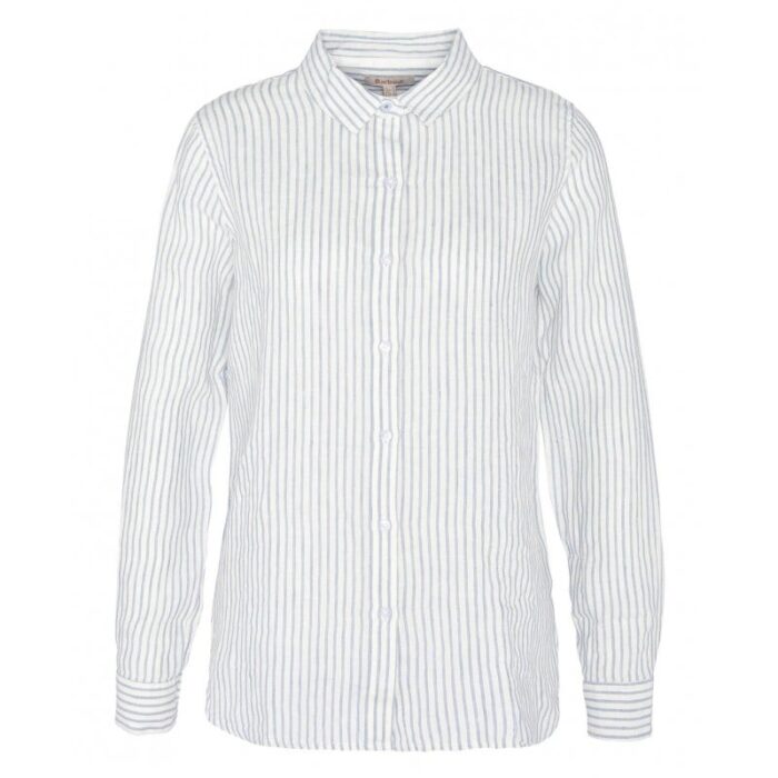 Barbour Marine Relaxed Long Sleeve Shirt LSH1315 – Chambray Stripe Linen – Ladies Clothing - Crep Direct UK