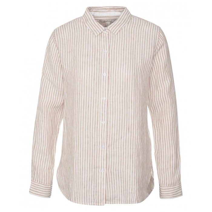 Barbour Marine Relaxed Long Sleeve Shirt LSH1315 – Bran Stripe Linen – Ladies Clothing - Crep Direct UK