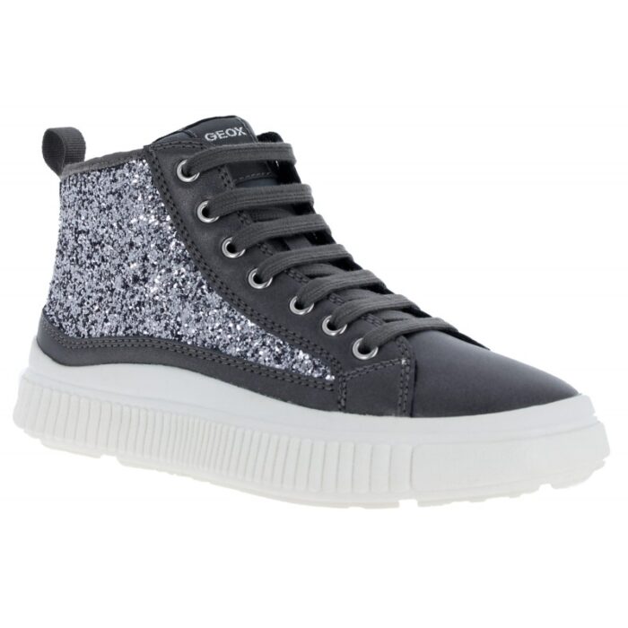 Geox J Laquinny J46M3D Boots – Dark Silver Textile – Girls Boots - Crep Direct UK