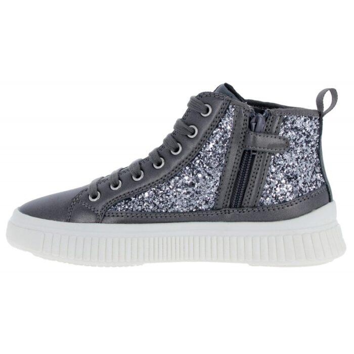 Geox J Laquinny J46M3D Boots – Dark Silver Textile – Girls Boots - Crep Direct UK